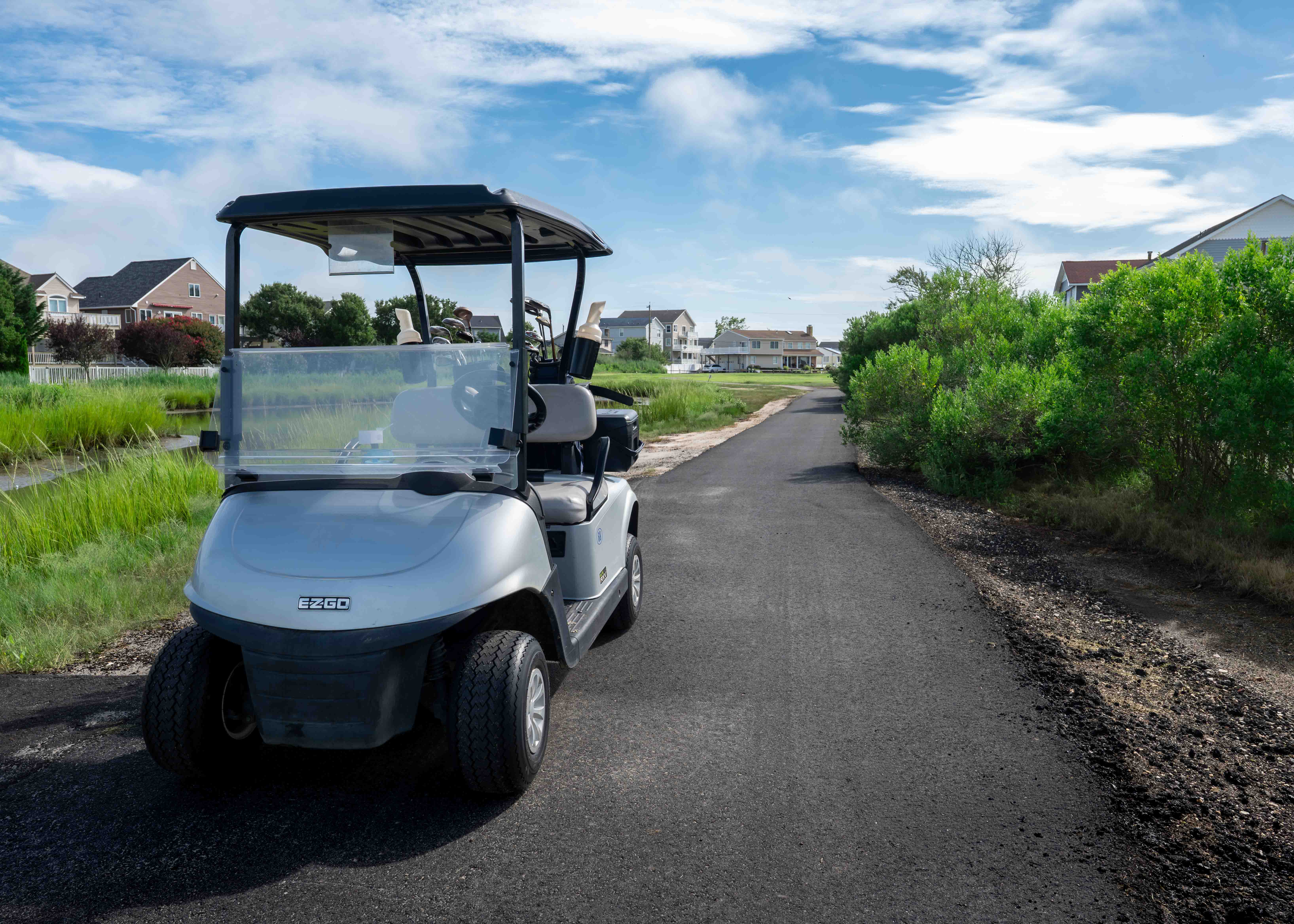 Golf cart on cart path